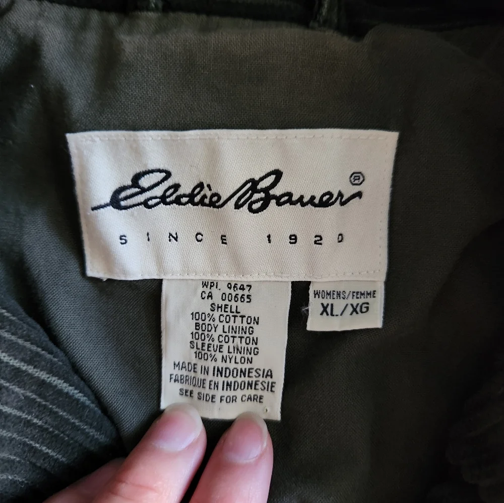 Vintage Eddie Bauer Corduroy Barn Coat Chore Jacket - Dark Green Size XL - Picture 2 of 6